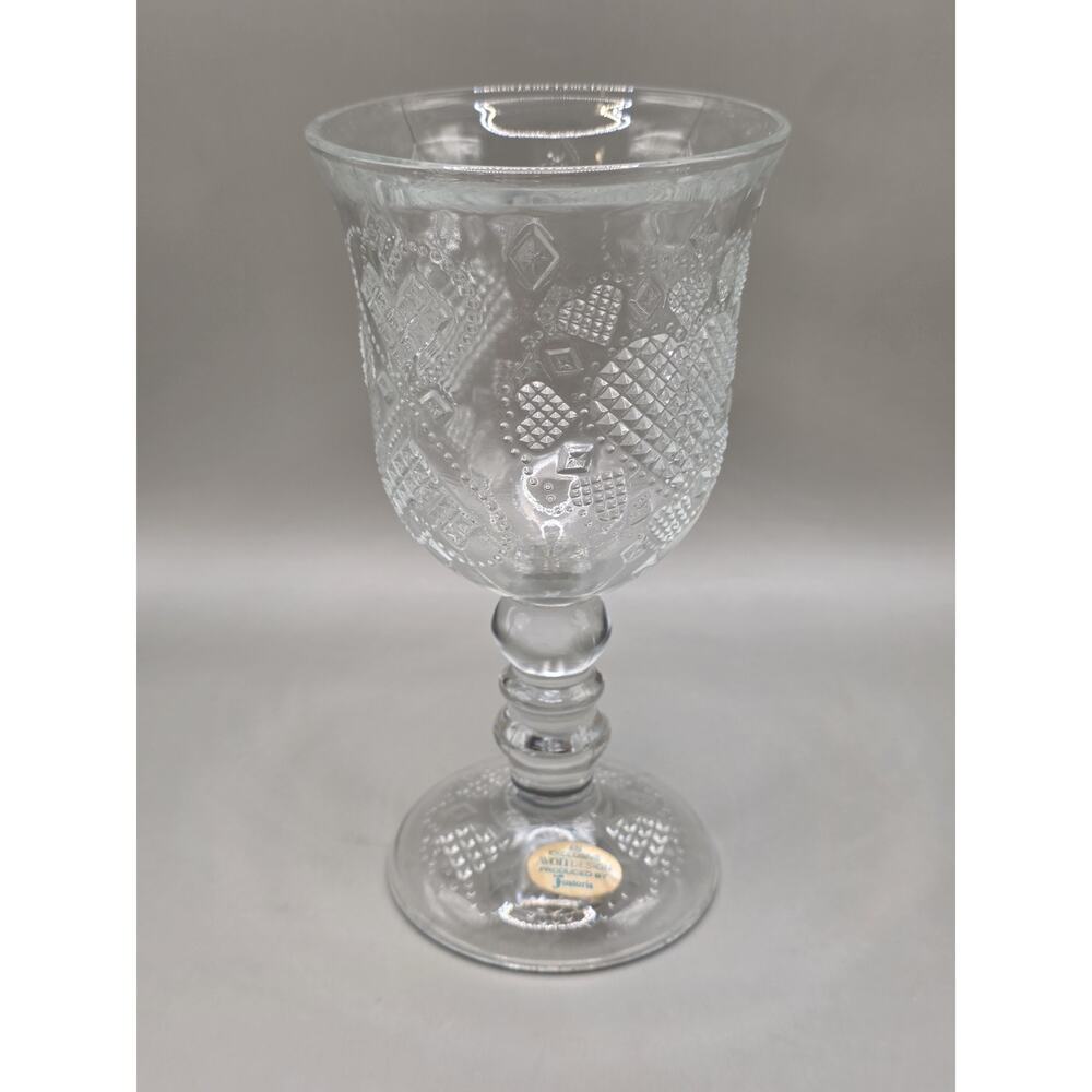 Vintage Avon Fostoria Hearts and Diamonds Clear Glass Goblet 1978 ~ Wine Chalice - Picture 2 of 5